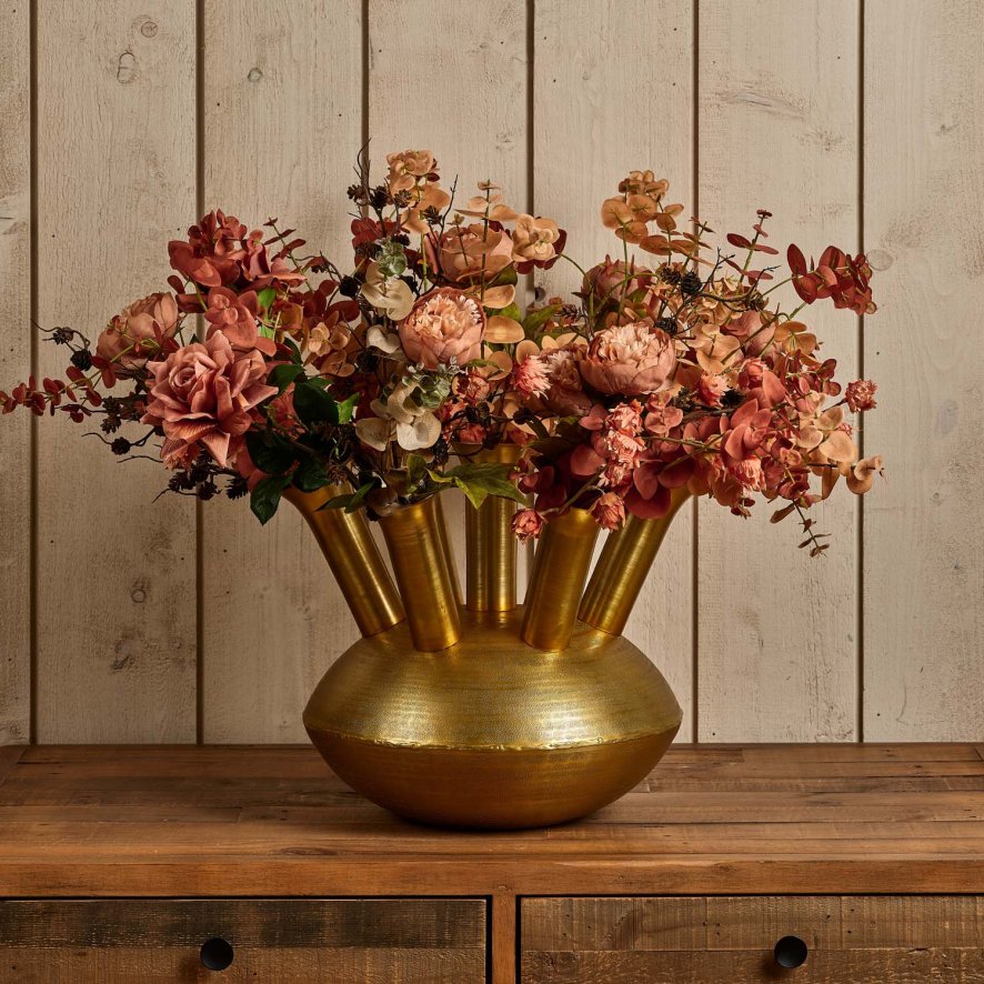 Woods Aluminium Dome Vase in Shiny Brass Finish - Medium