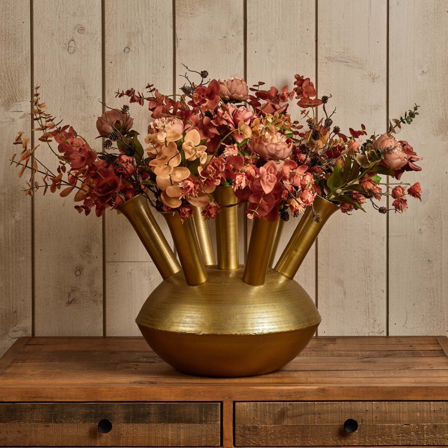 Woods Aluminium Dome Vase in Shiny Brass Finish - Large
