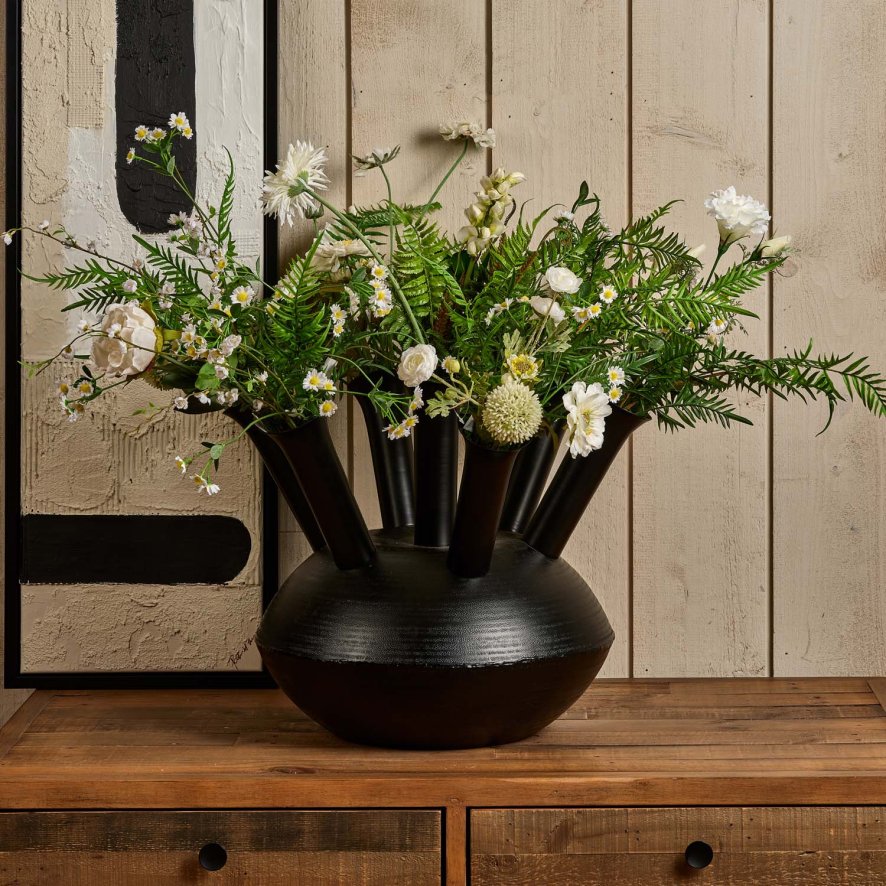Woods Aluminium Dome Vase in Matt Black Finish - Large