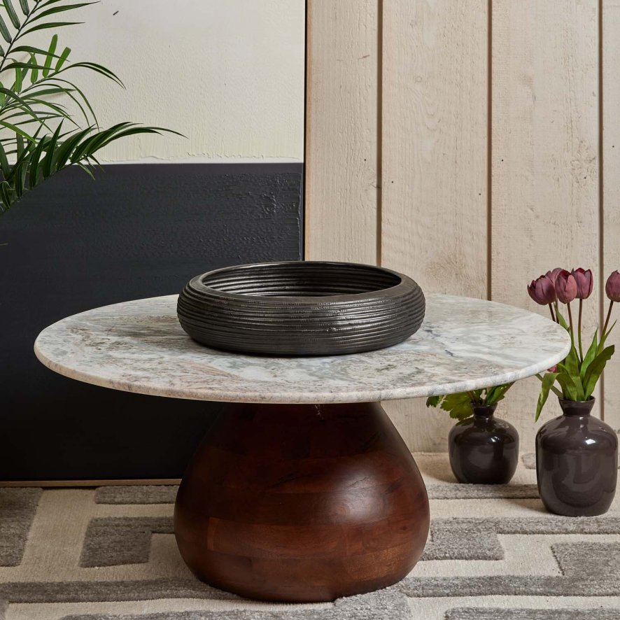 Woods Metal Bowl Tray in Matt Black Finish - Small