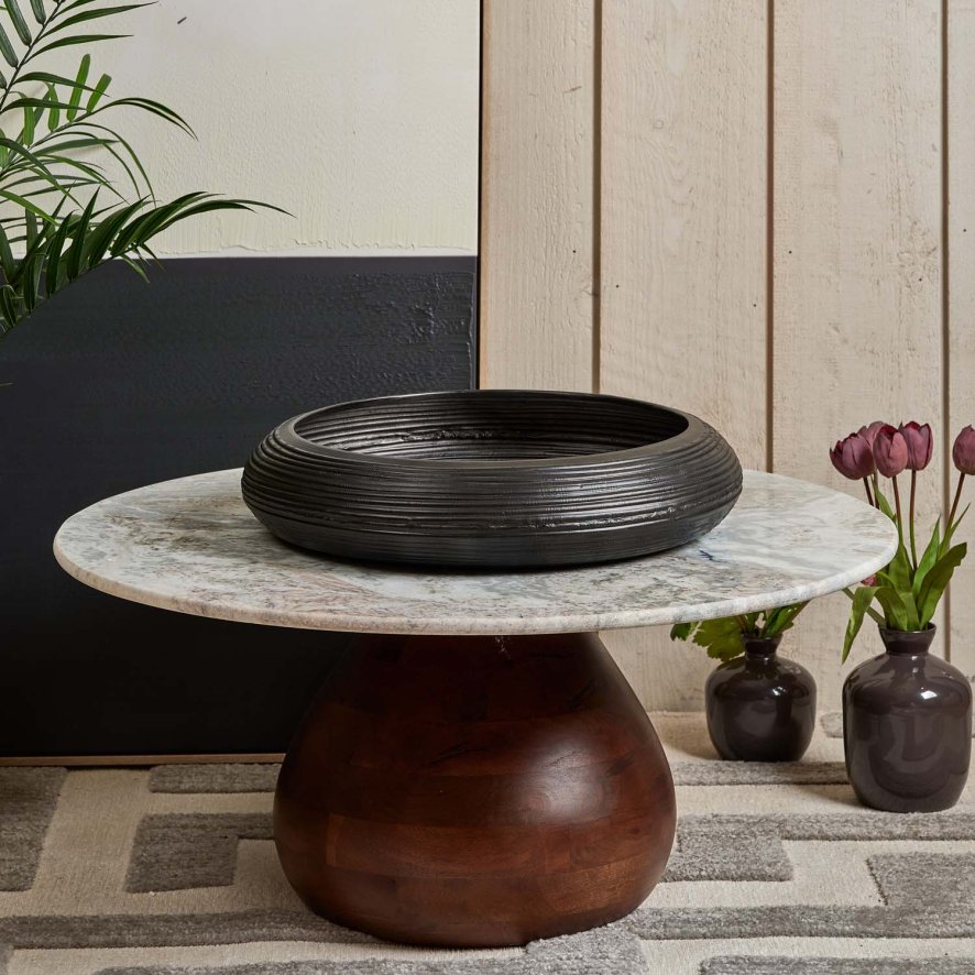 Woods Metal Bowl Tray in Matt Black Finish - Medium