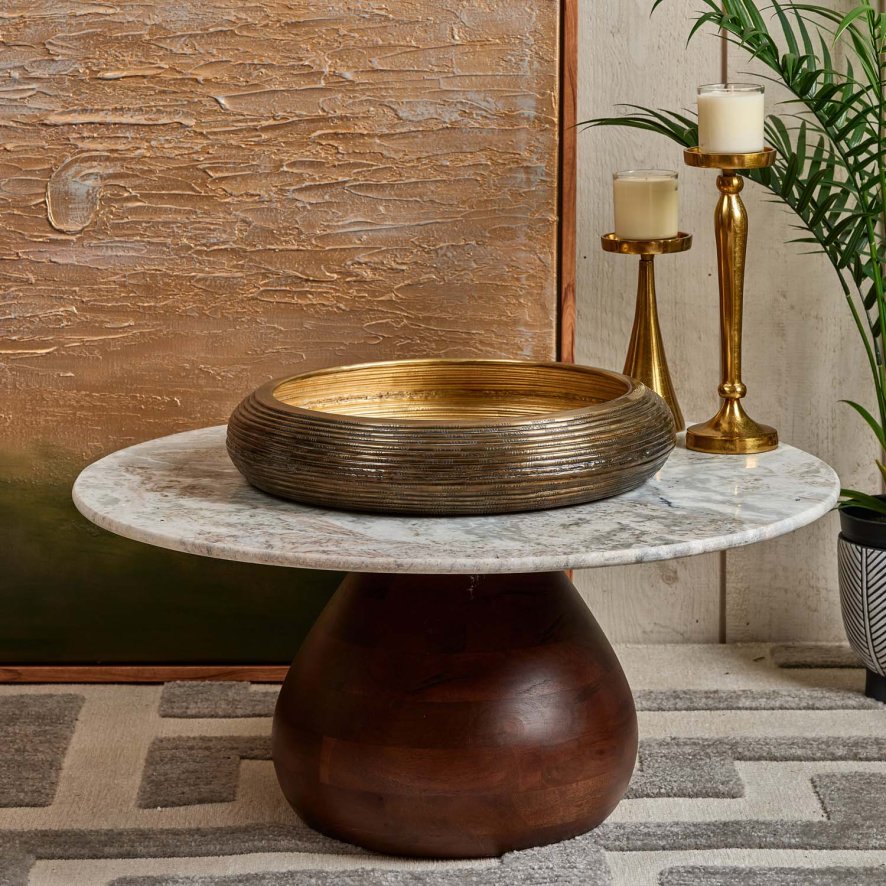 Woods Metal Bowl Tray in Brass Finish - Medium