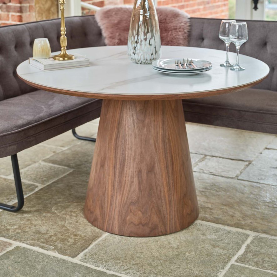 Woods Sutton 120cm Round Dining Table in Walnut
