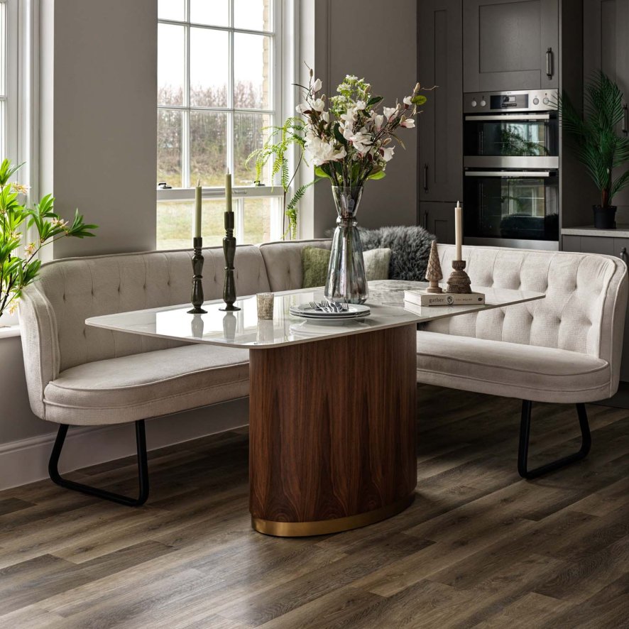 Woods West Bay Dining Table 180cm with Frampton Corner Bench LHF in White