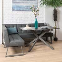 Woods Saturn 135cm Dining Table Dark Grey & Rubix Corner Bench in Grey