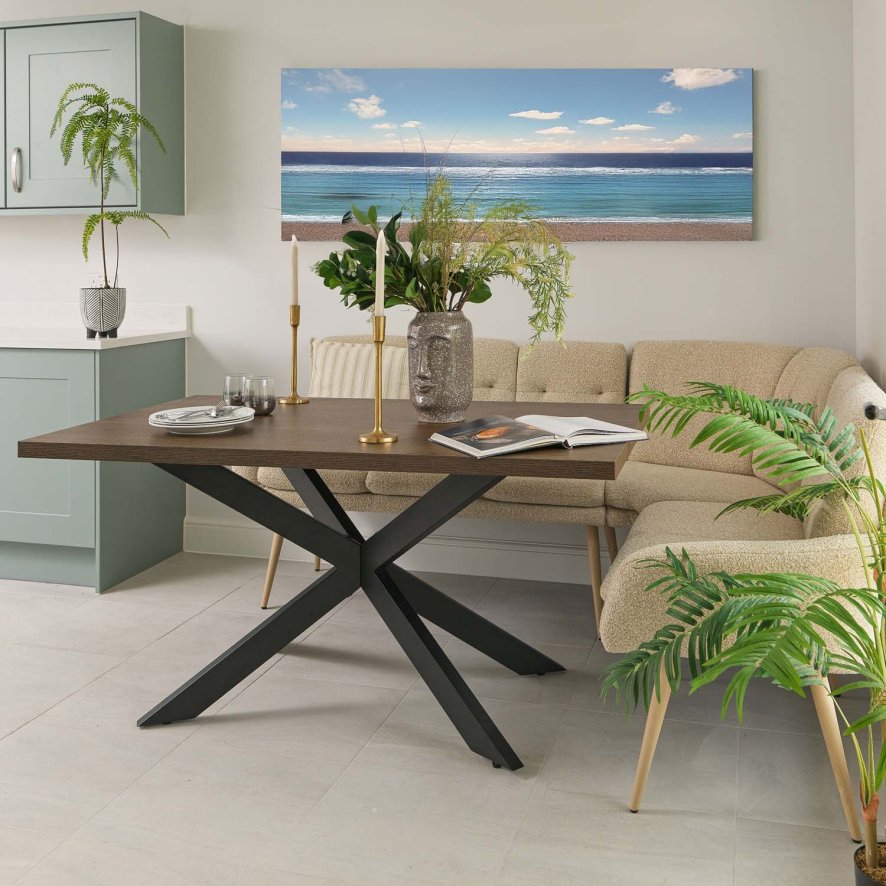 Woods Jupiter 150cm Dining Table - Dark Oak - With Sloane Corner Bench