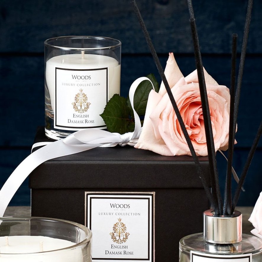 An image of Luxury Single Wick English Damask Rose Candle