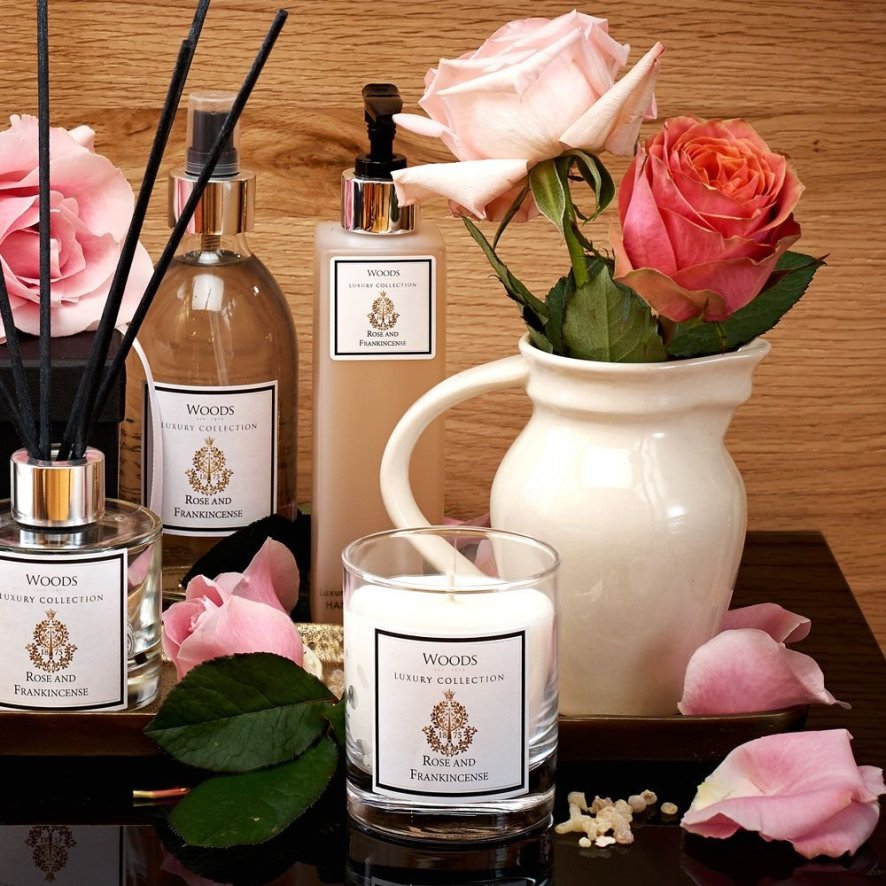 An image of Luxury Single Wick Rose and Frankincense Candle