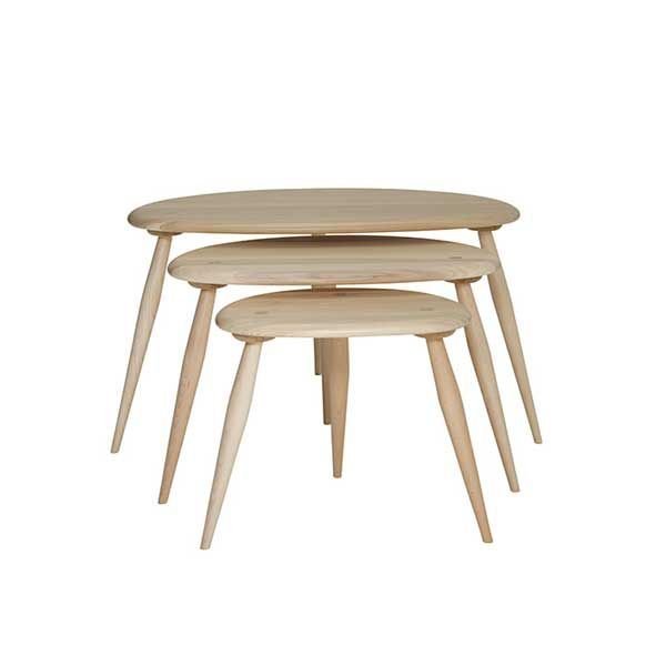 Ercol Range Nest Of Tables Wood Finish