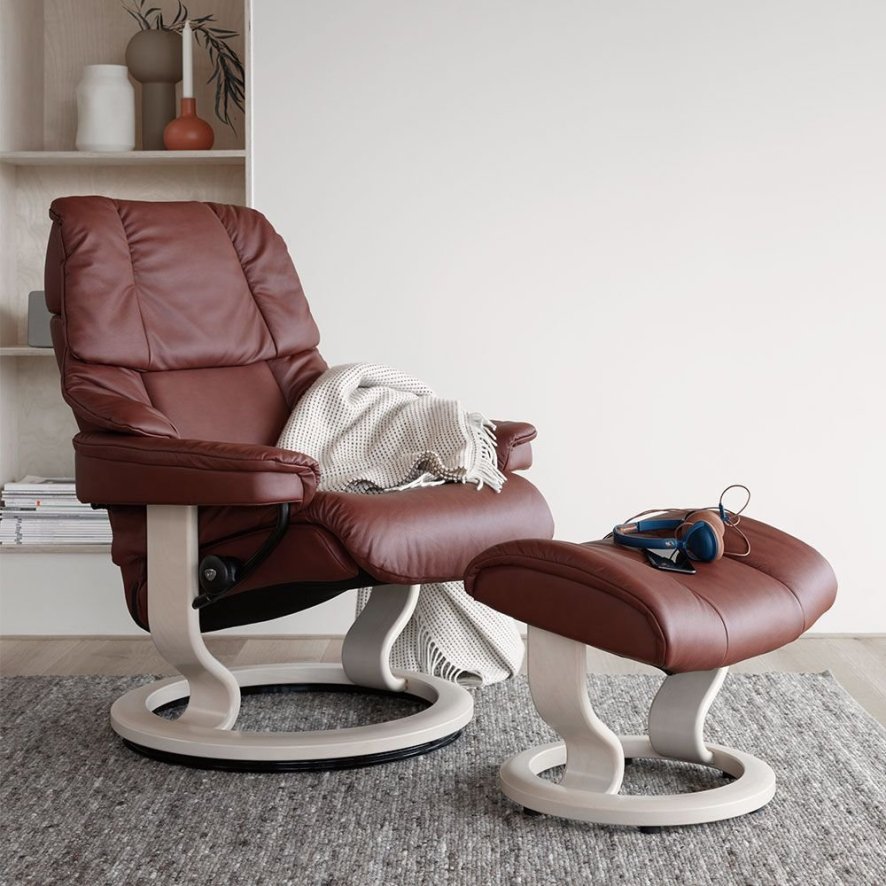 Stressless Reno Recliner With Classic Base & Footstool Lifestyle
