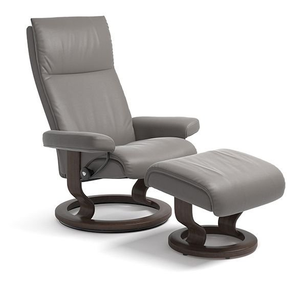 Stressless Small Aura Recliner With Classic Base & Footstool