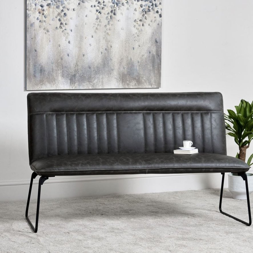 Hardy Grey Faux Leather Bench Seat Grey Bench Seat Woods Furniture