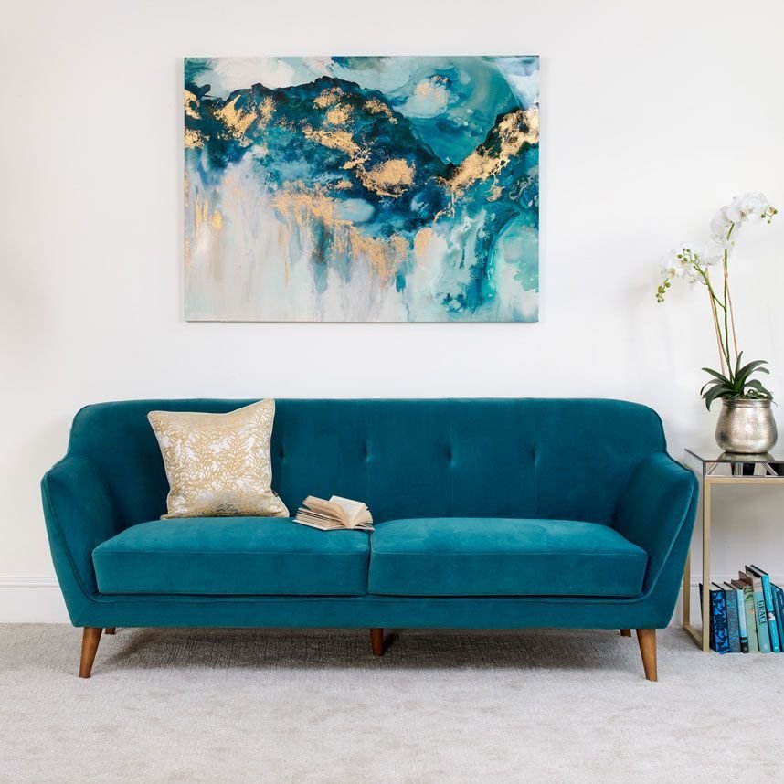 Freddie 3 Seater Teal Sofa