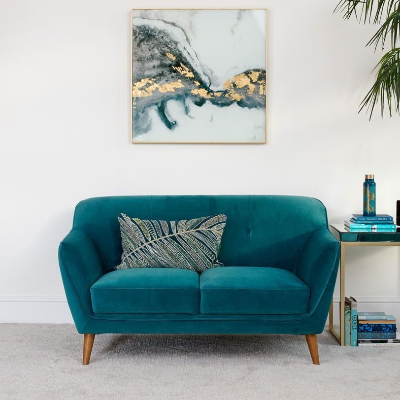 Freddie 2 Seater Teal Sofa