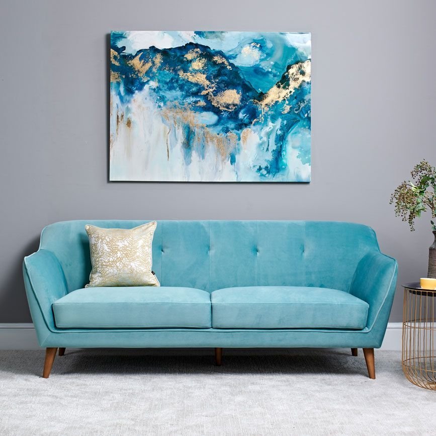 Freddie 3 Seater Sky Blue Sofa Woods Furniture Freddie 3 Seater Sky Blue Sofa, Pale Blue Sofa Uk