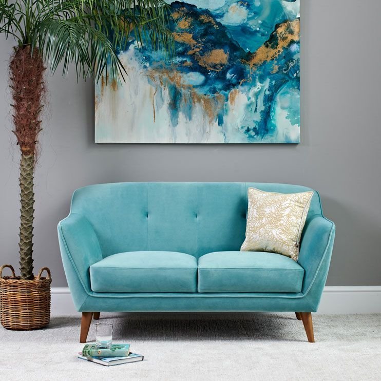 Freddie 2 Seater Sky Blue Sofa Woods Furniture Freddie 2 Seater Sky Blue Sofa, Pale Blue Sofa Uk
