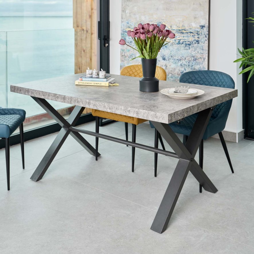 Clearance Industrial Dining Table - Faux Concrete