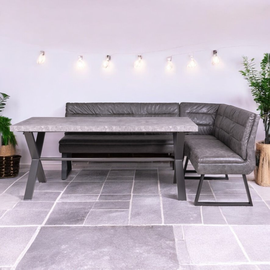 Clearance Industrial 190cm Dining Table - Faux Concrete