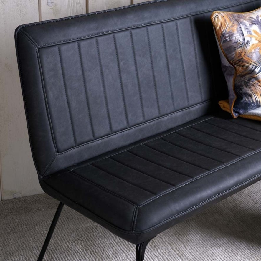 York Grey Dining Bench Upholstered Bench With Back Woods Furniture