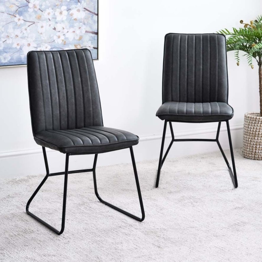 An image of York Grey Dining Chair Set of 2