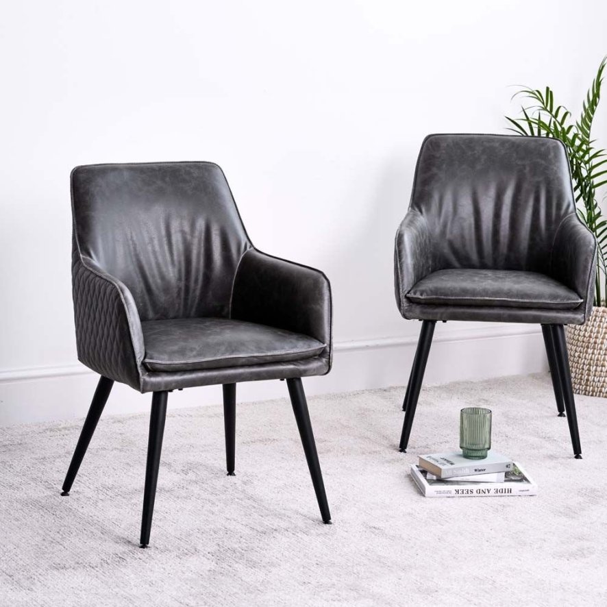 Barnes Grey Carver Chairs (Set of 2)