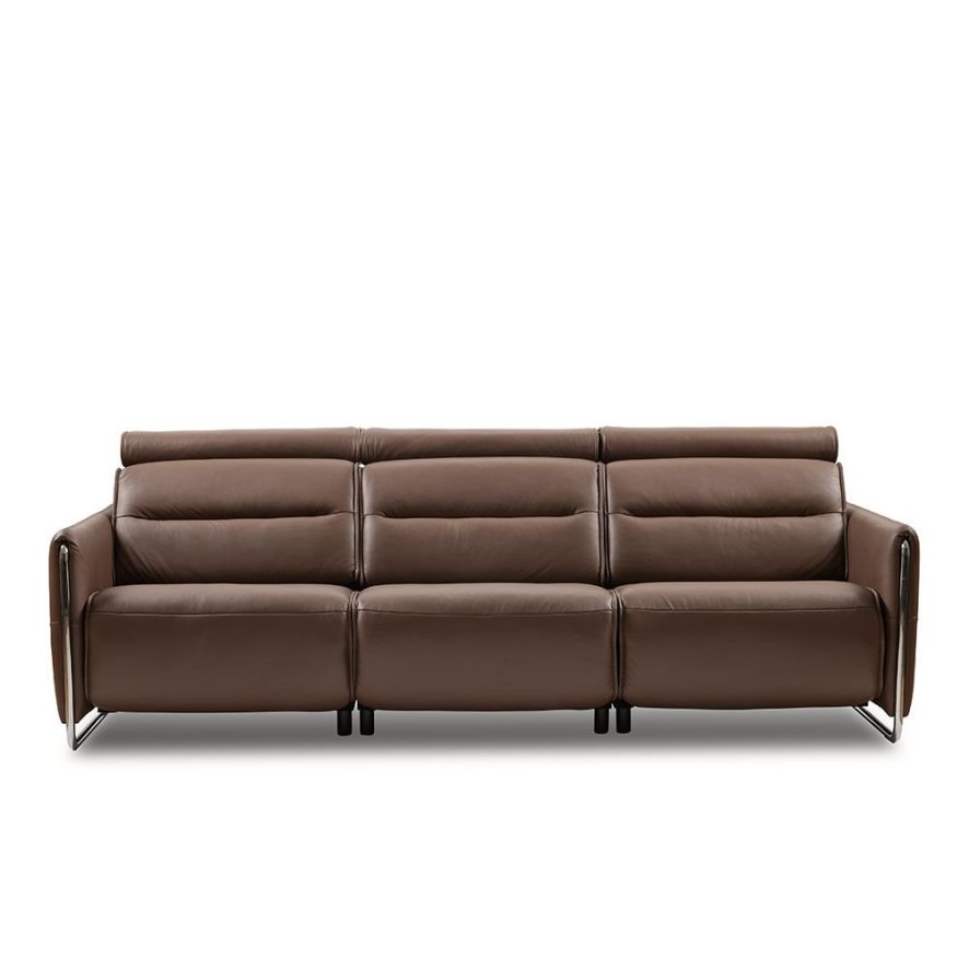 An image of Stressless Emily 3 Seater Sofa - Steel Arms - Steel Arms - PalomaCori Leather