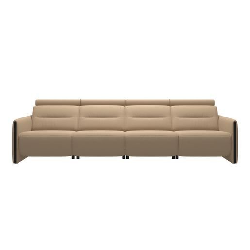An image of Stressless Emily 4 Seater Sofa - Wood Arms - Wood Arms - Noblesse Leather