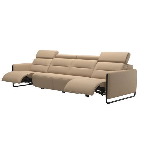 An image of Stressless Emily 4 Seater Sofa - Steel Arms - Steel Arms - Batick Leather