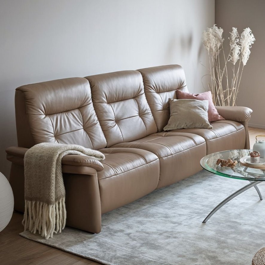 An image of Stressless Mary 3 Seater Sofa - Upholstered Arms - PalomaCori Leather