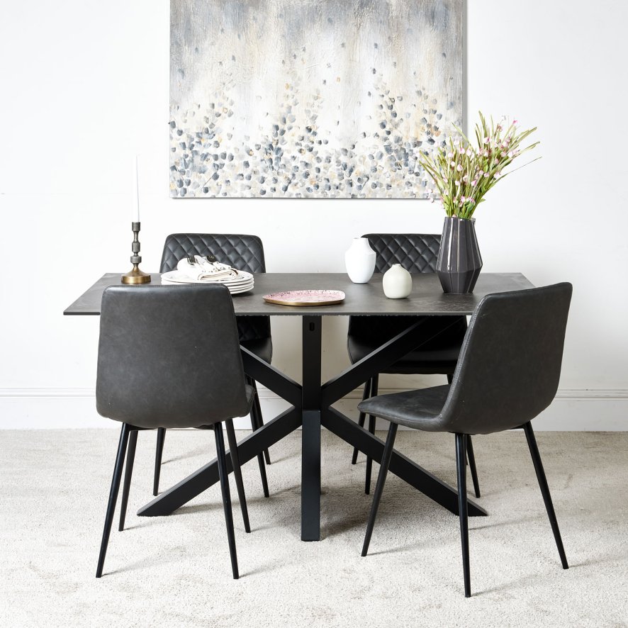 Referendum Dalset Ben depressief Woods Eastcote Ceramic Dining Table 150cm - Black - Woods Furniture