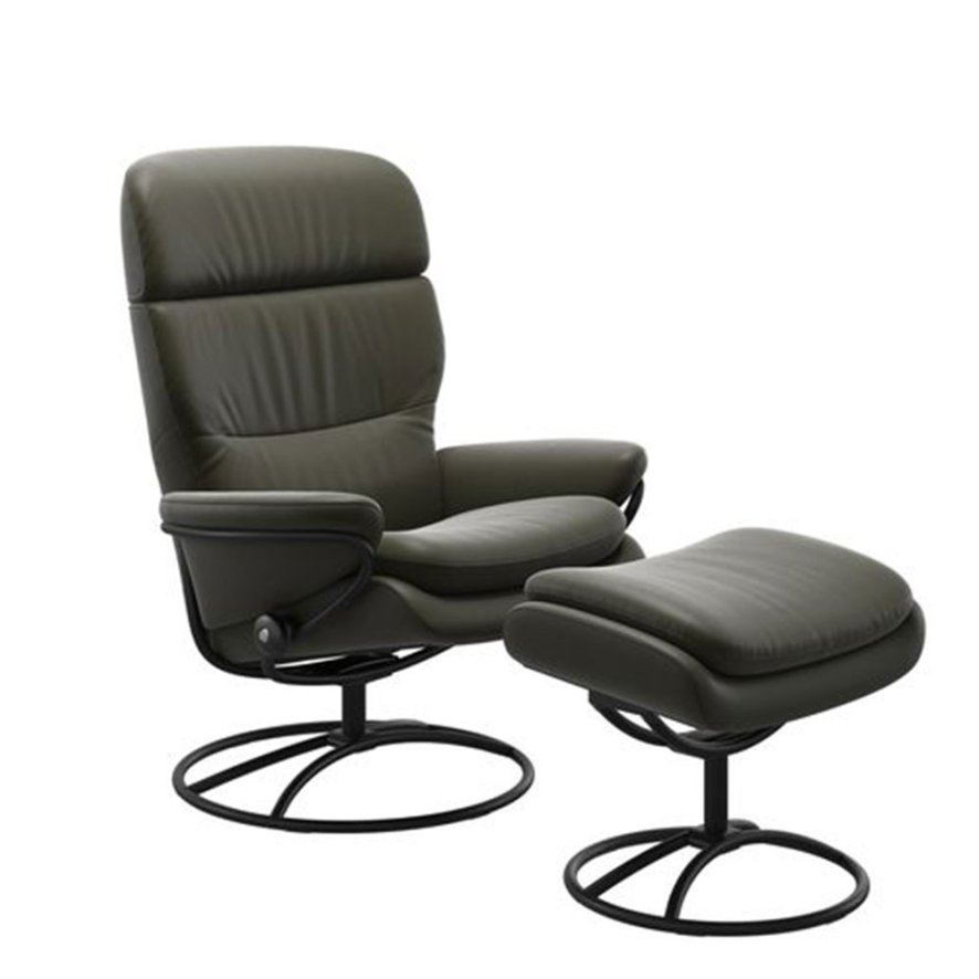 Stressless Stressless Rome Headrest High Back Chair With Original Base & Footstool