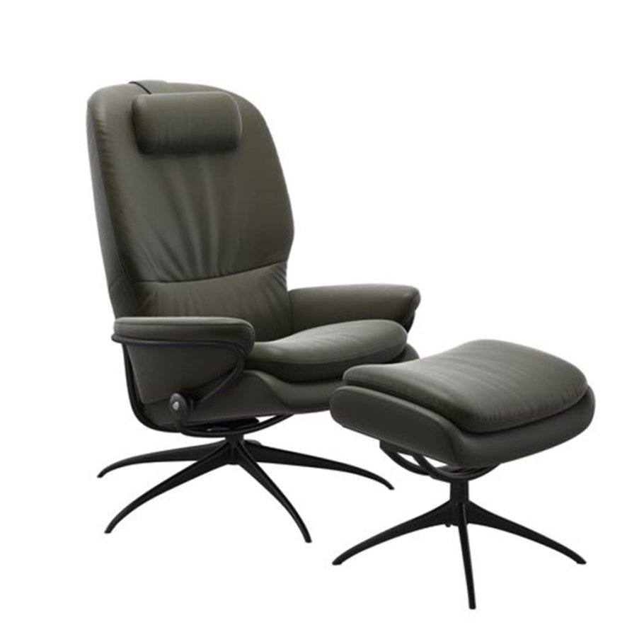 Stressless Stressless Rome High Back Chair With Star Base & Footstool