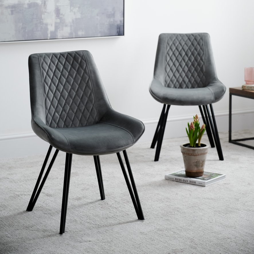 Dining Chair Pair, Light Grey - Chase - Woods Furniture