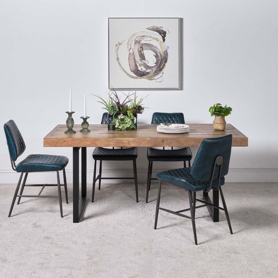 Woods Adelaide 180cm Dining Table & 4 Digby Dining Chairs - Blue