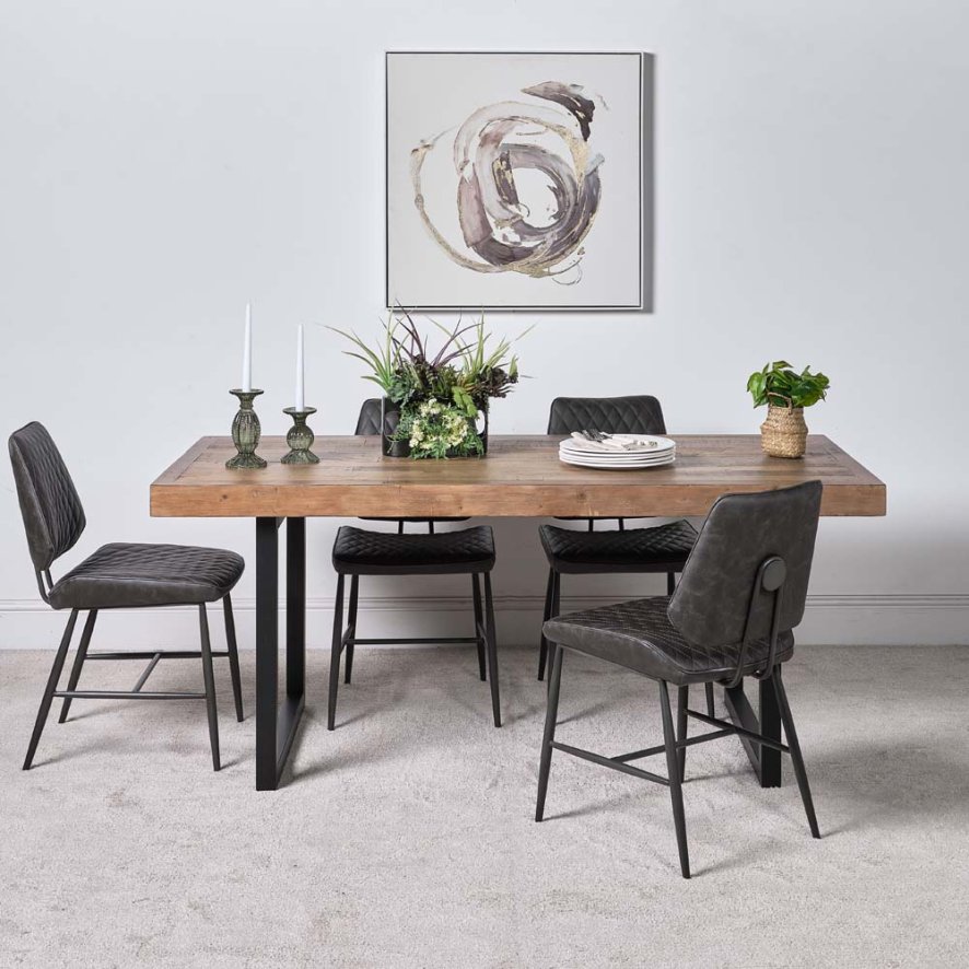 An image of Adelaide 180cm Dining Table and 4 Digby Dining Chairs - Grey