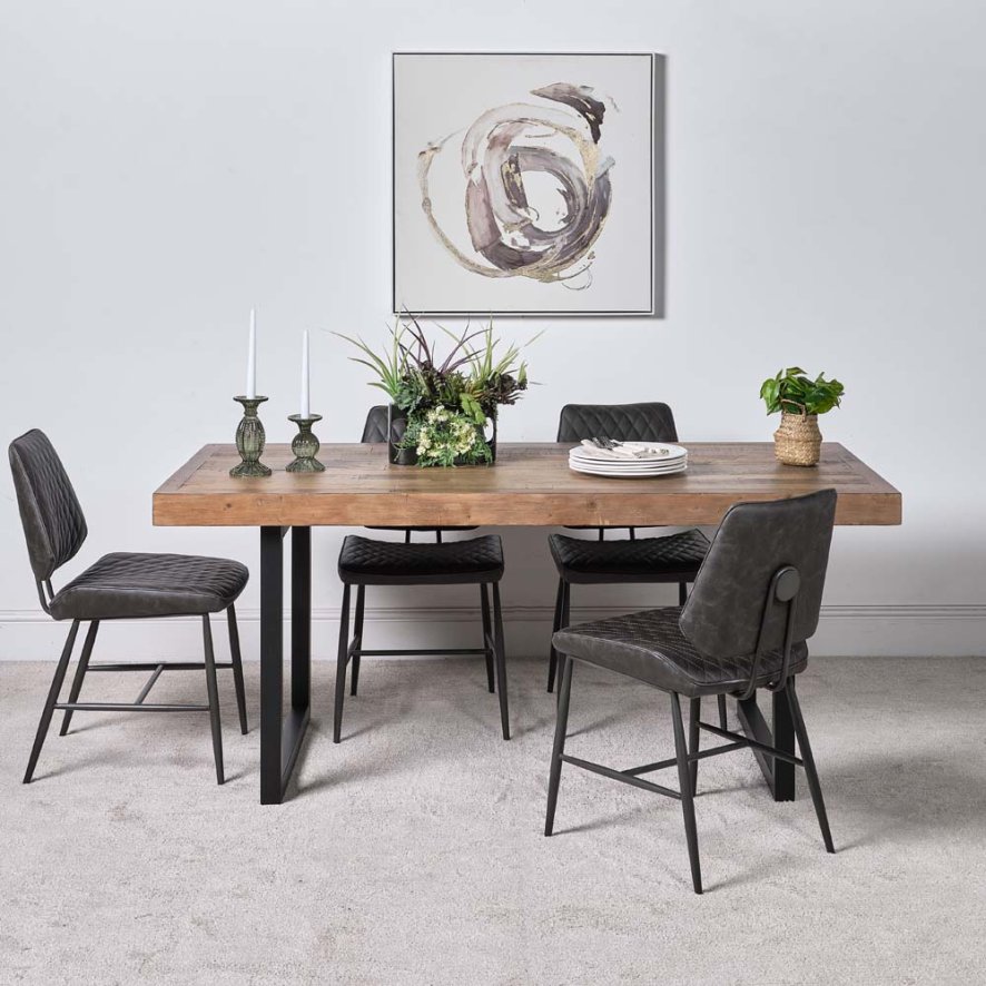 Adelaide 180cm Dining Table And 4 Digby Dining Chairs Grey