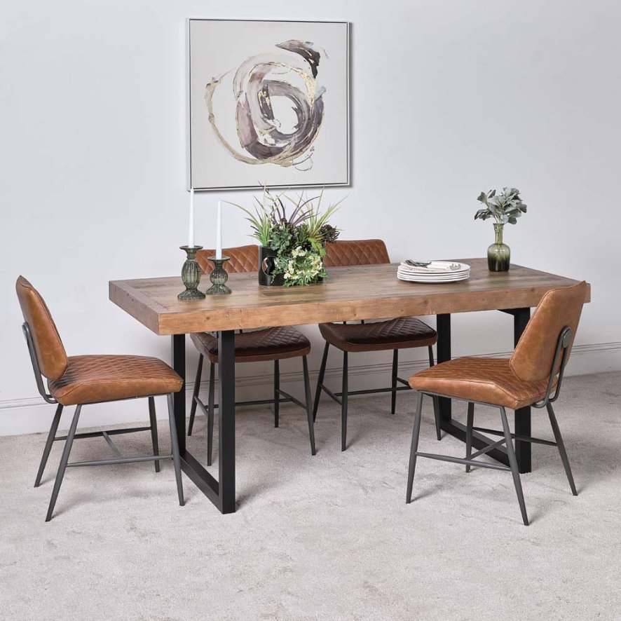 Woods Adelaide 180cm Dining Table & 4 Digby Dining Chairs - Tan