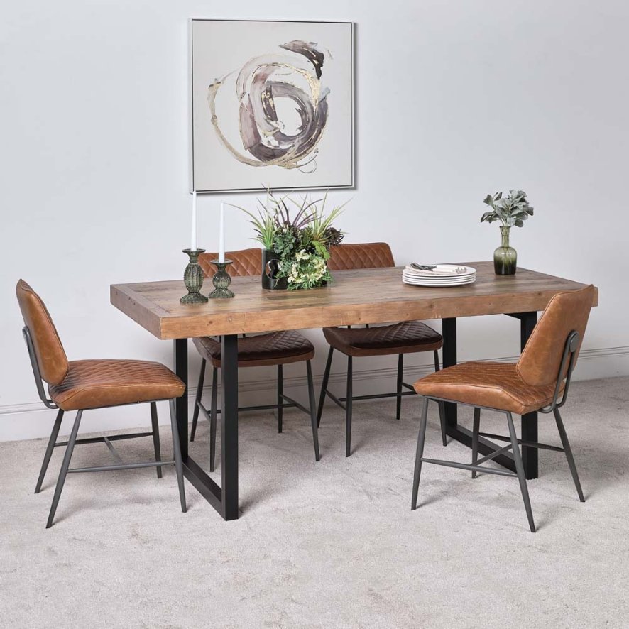 An image of Adelaide 180cm Dining Table and 4 Digby Dining Chairs - Tan