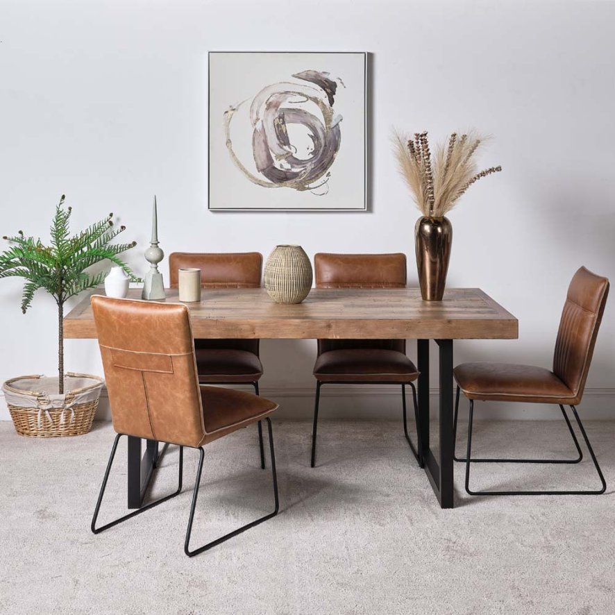 An image of Adelaide 180cm Dining Table and 4 Hardy Dining Chairs - Tan