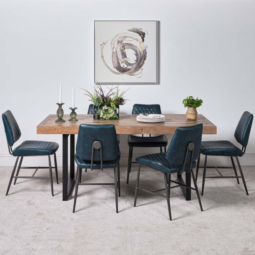 Woods Adelaide 180cm Dining Table & 6 Digby Dining Chairs - Blue