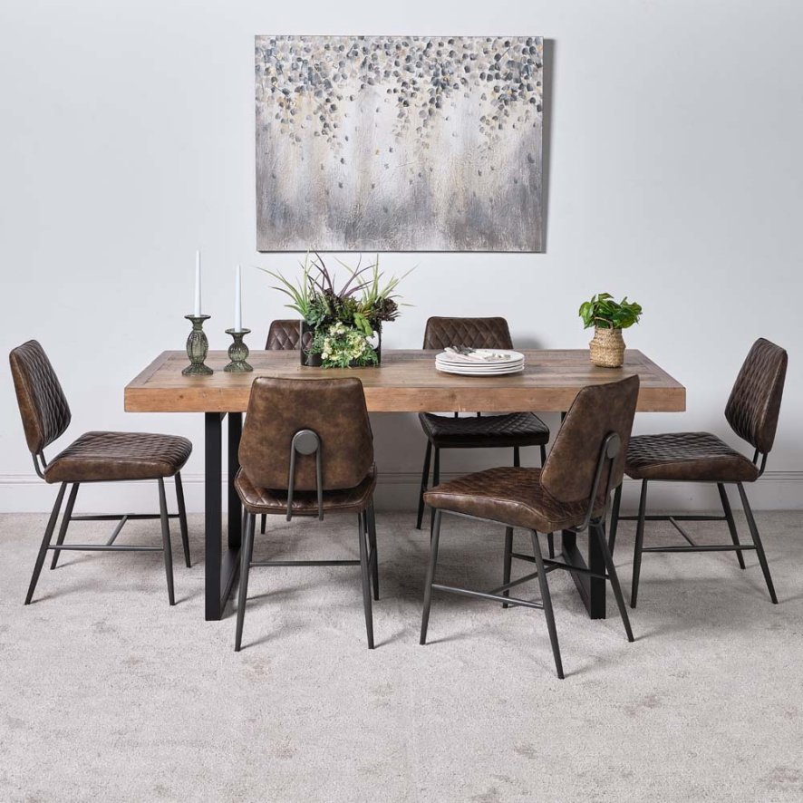 Woods Adelaide 180cm Dining Table & 6 Digby Dining Chairs - Brown