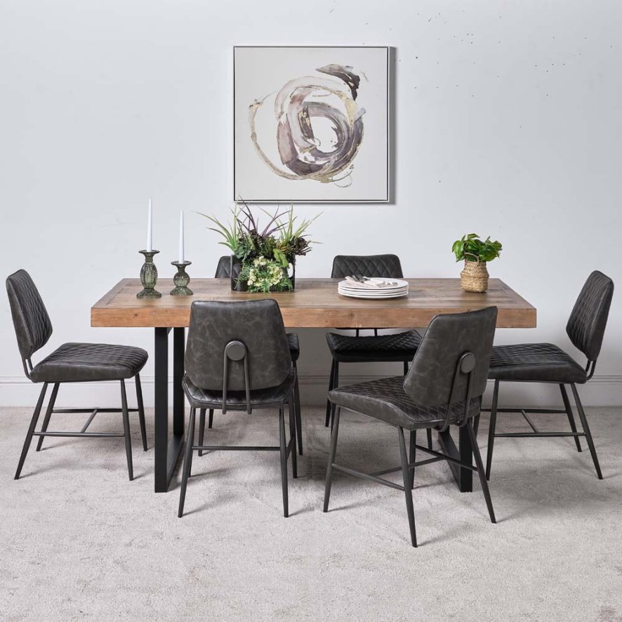 An image of Adelaide 180cm Dining Table and 6 Digby Dining Chairs - Grey