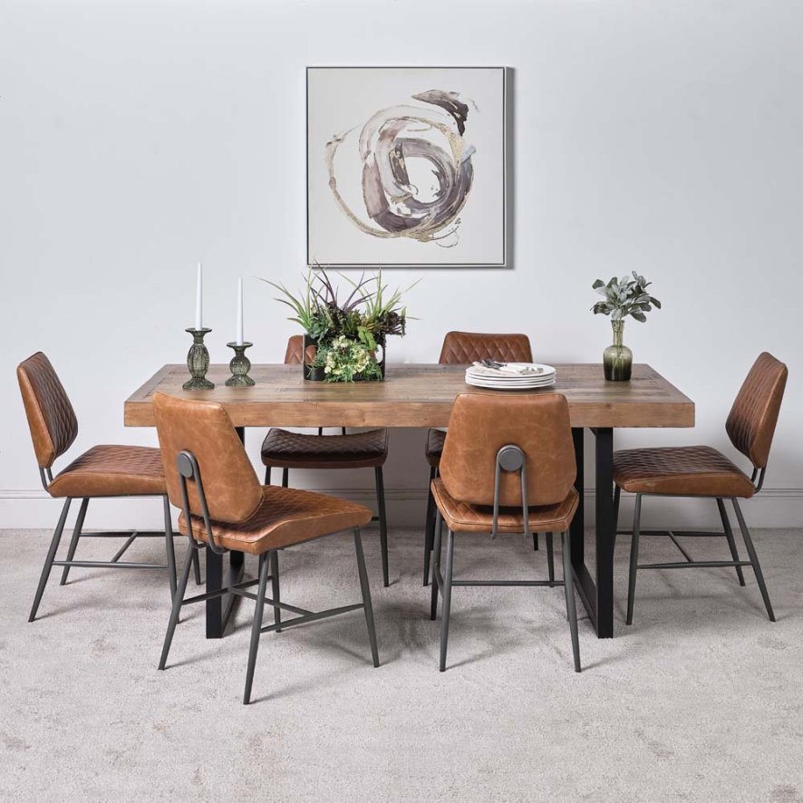 An image of Adelaide 180cm Dining Table and 6 Digby Dining Chairs - Tan