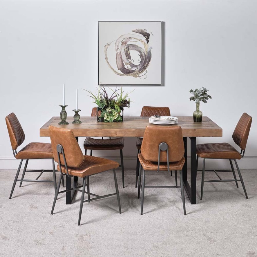 Adelaide 180cm Dining Table And 6 Digby Dining Chairs Tan