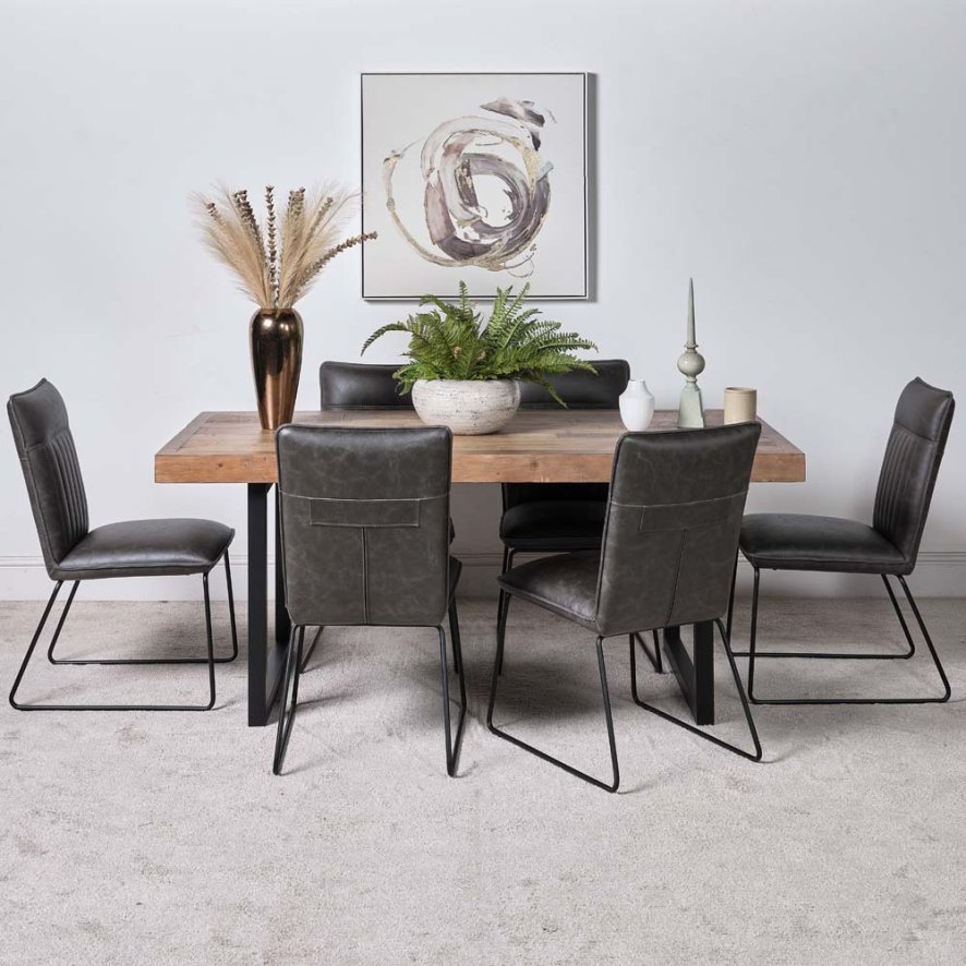 An image of Adelaide 180cm Dining Table and 6 Hardy Dining Chairs - Grey