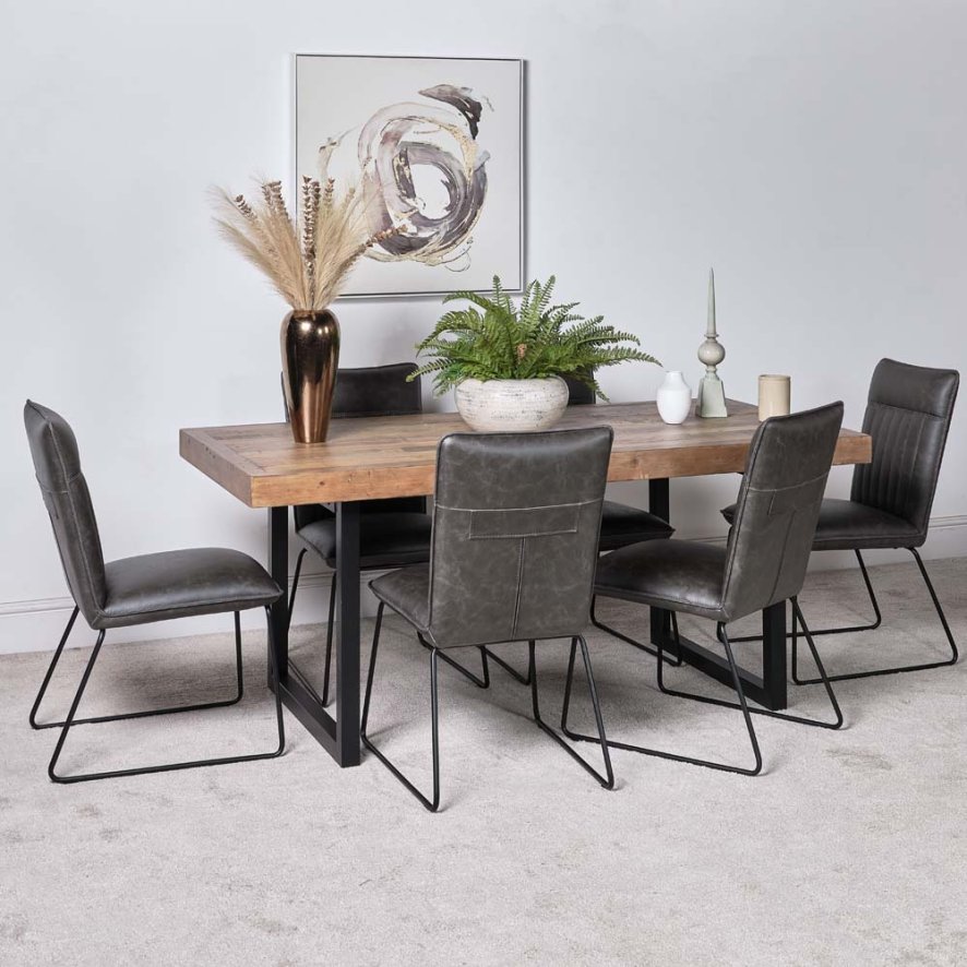 Woods Adelaide 180cm Dining Table & 6 Hardy Dining Chairs Grey