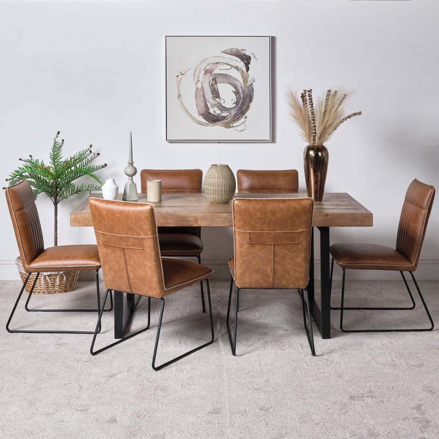 An image of Adelaide 180cm Dining Table and 6 Hardy Dining Chairs - Tan
