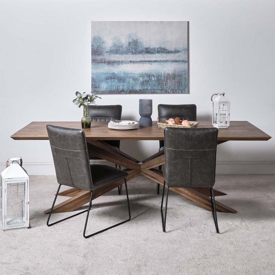 Woods Harlow 240cm Dining Table & 4 Hardy Dining Chairs - Grey