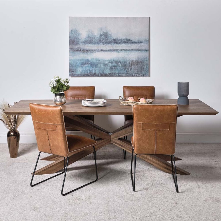 Woods Harlow 240cm Dining Table & 4 Hardy Dining Chairs - Tan