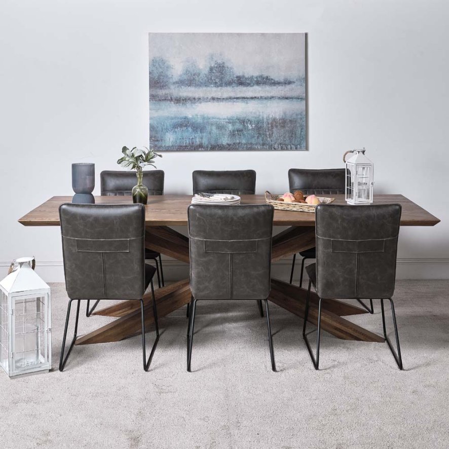Woods Harlow 240cm Dining Table & 6 Hardy Dining Chairs - Grey